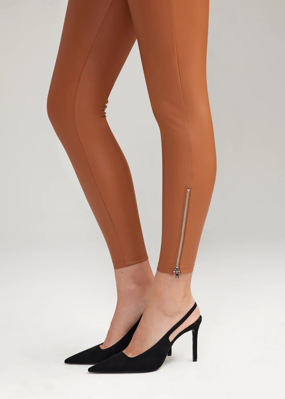 Dark Brown Leggings - Vegan Leather - High-Waisted Leggings - Lulus